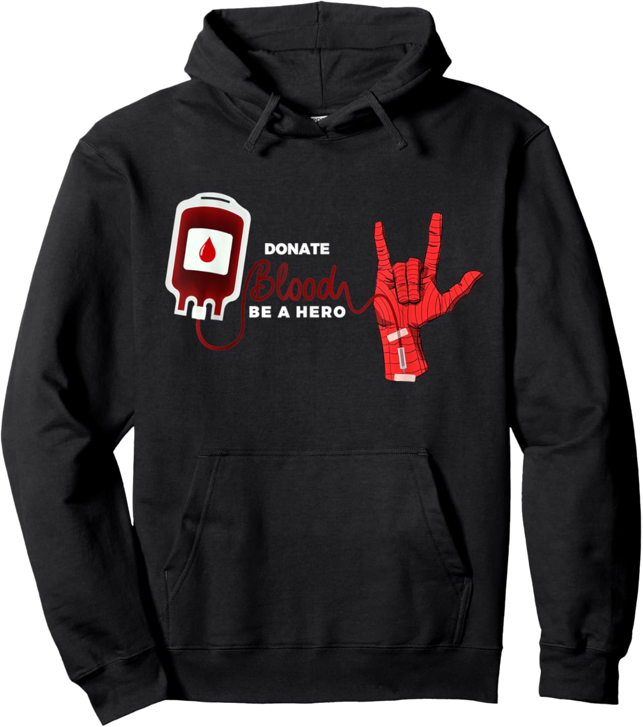 Funny Donate Blood Be A Hero Blood Donor Superhero Hoodie - Hoodie | Black