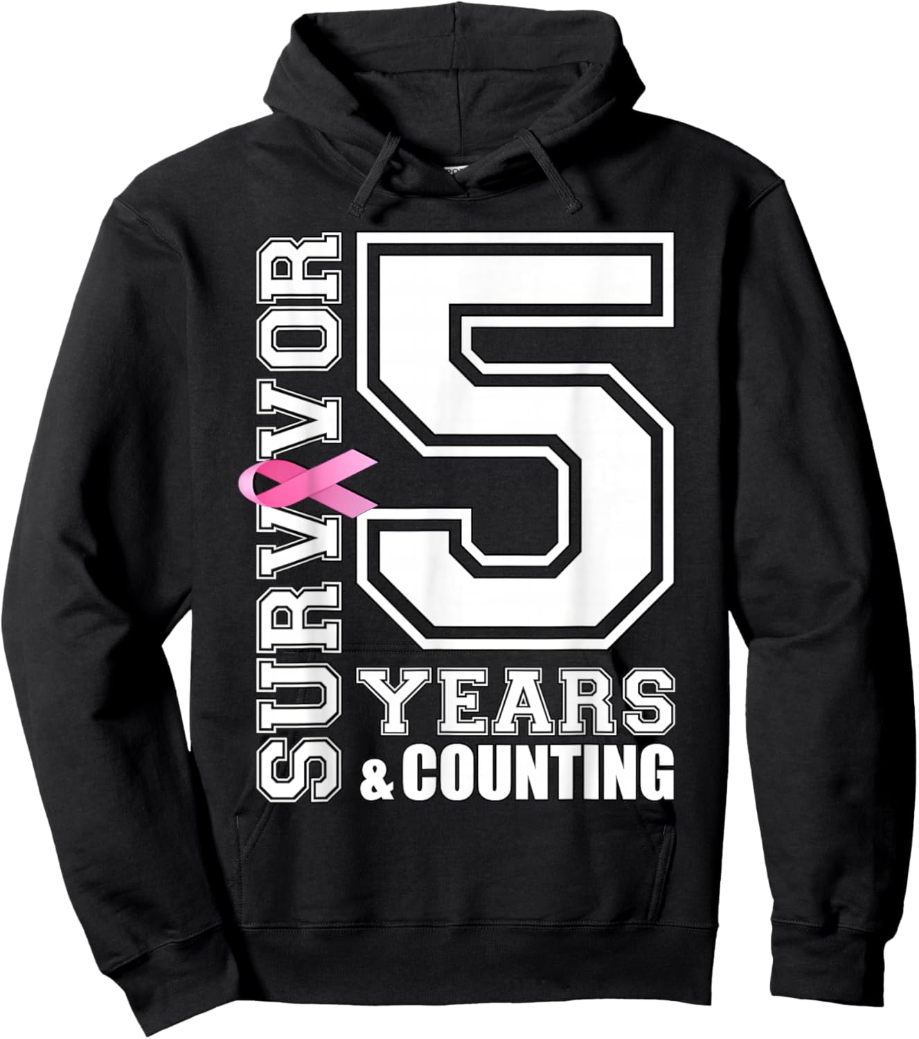 5 Years Breast Cancer Survivor Pink Ribbon Gifts Hoodie - Hoodie | Black