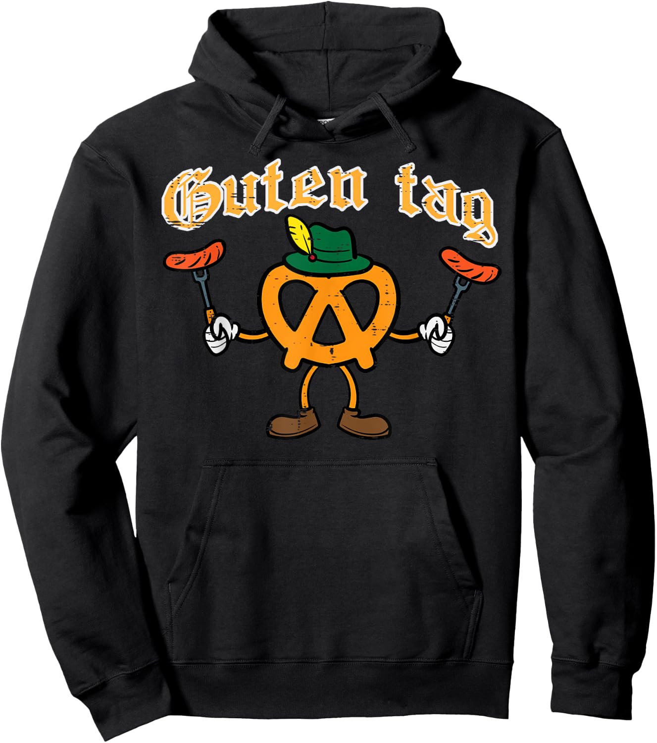 Oktoberfest Guten Tag Pretzel Sausages German Kids Men Women Hoodie - Hoodie | Black