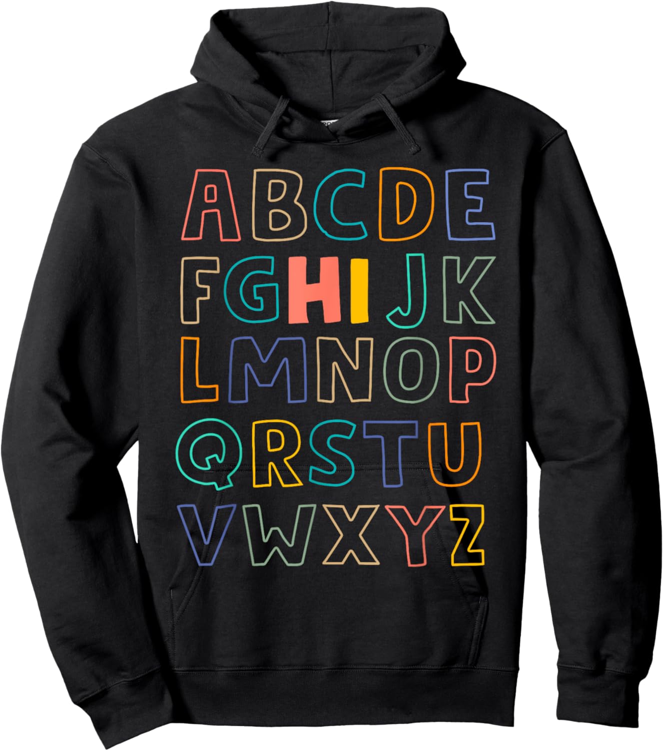 Funny Pre K Kindergarten Hi Alphabet Back To School Teachers Men Women Girls Kids Hoodie - Hoodie | Black