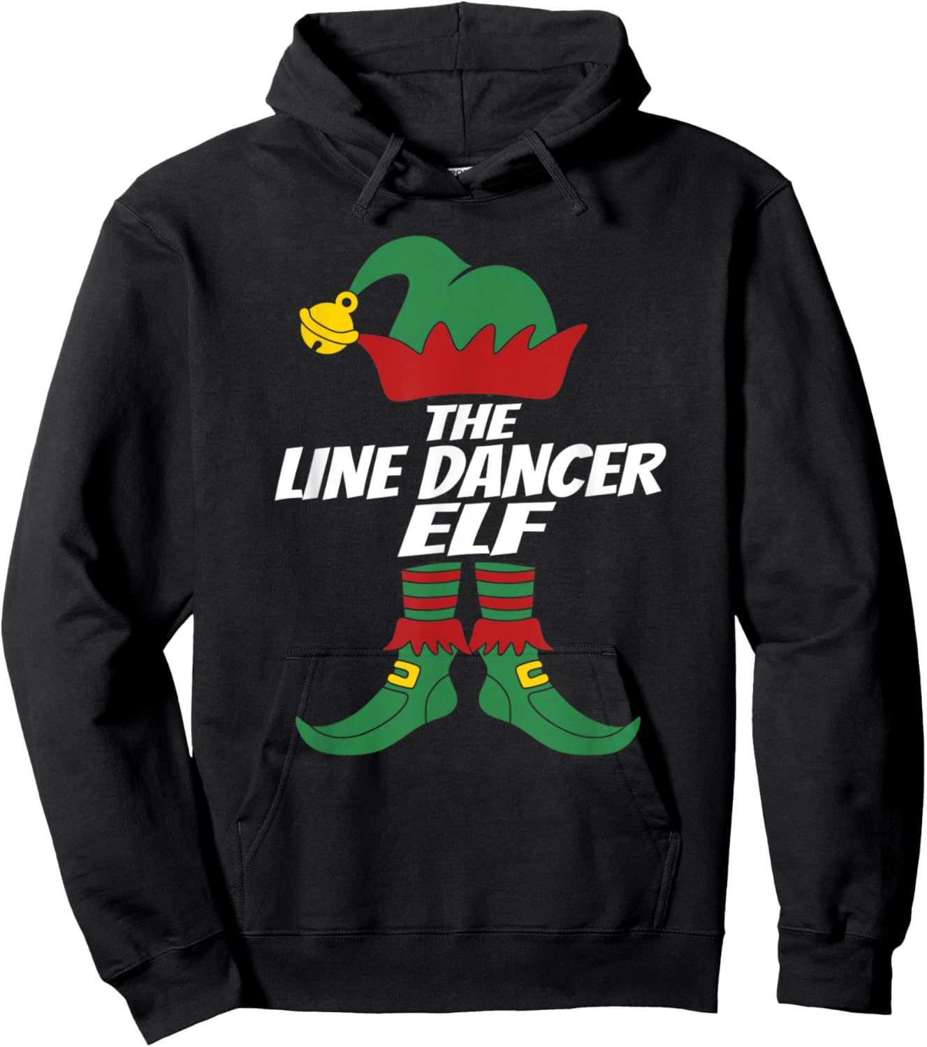 "The Line Dance Elf" Christmas Design Christmas Linedancer Hoodie - Hoodie | Black