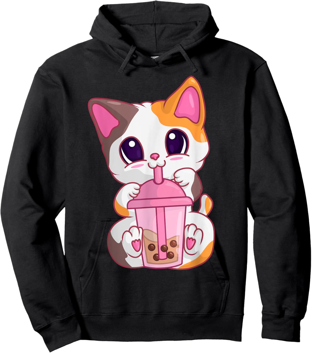 Bubble Tea Cat s , Kawaii Meneki Neko Boba Tea Hoodie - Hoodie | Black