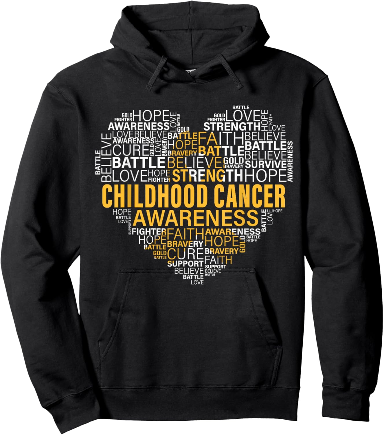 Childhood Cancer Awareness Hope Support Strong Warrior Hoodie - Hoodie | Black