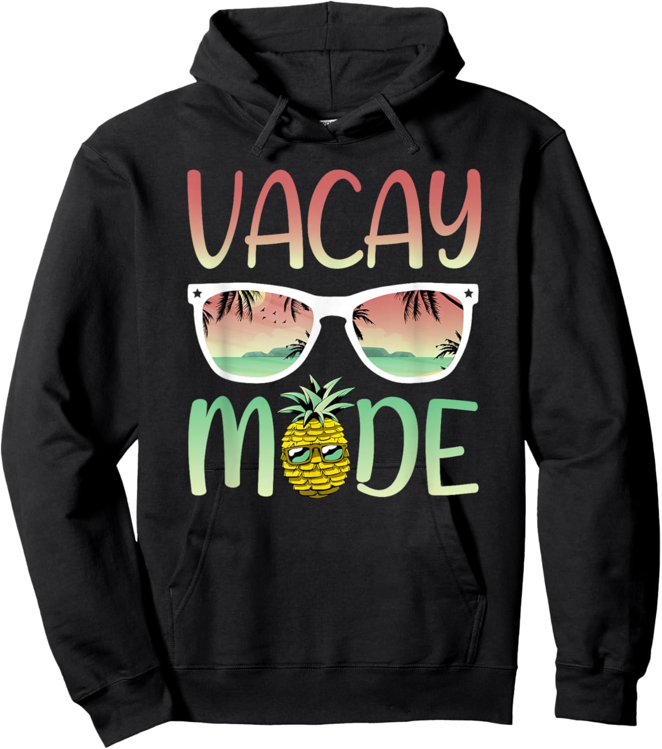 Vacay Mode | Funny Ananas with Sunglasses in Vacay Mode Small Hoodie - Hoodie | Black