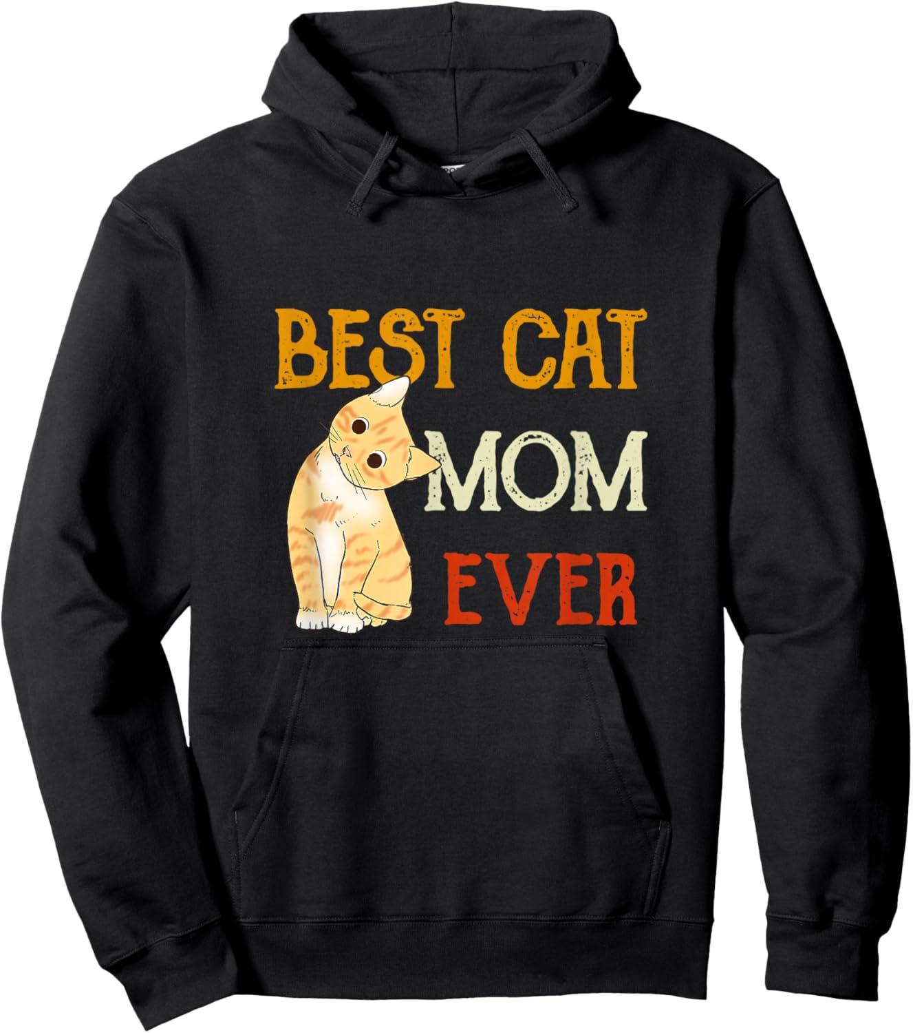 Vintage cat Best cat mom Ever Meow with My cat Funny Kitty Hoodie - Hoodie | Black