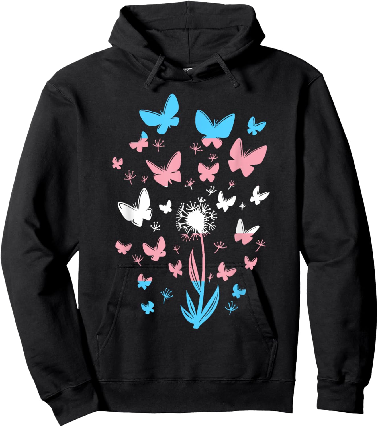 Transgender Petals Flowers Butterflies Transsexual Flag Hoodie - Hoodie | Black