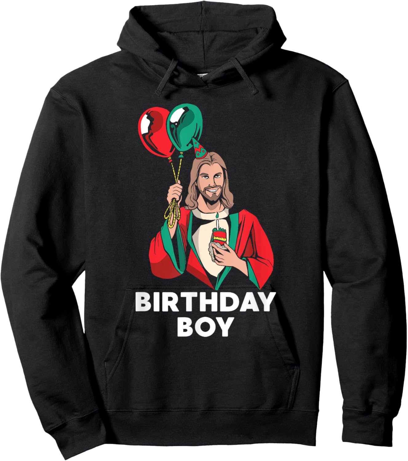 Birthday Boy Jesus Christ Santa Hat Christmas Christian Hoodie - Hoodie | Black