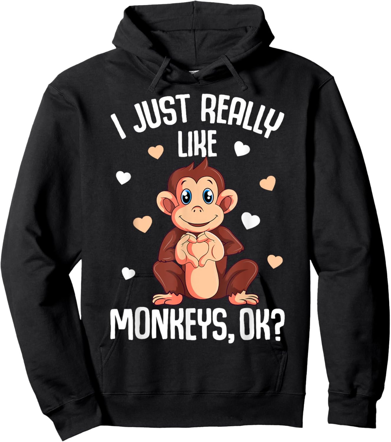 I Just Really Like Monkeys Kids Girls Women Monkey Hoodie - Hoodie | Black