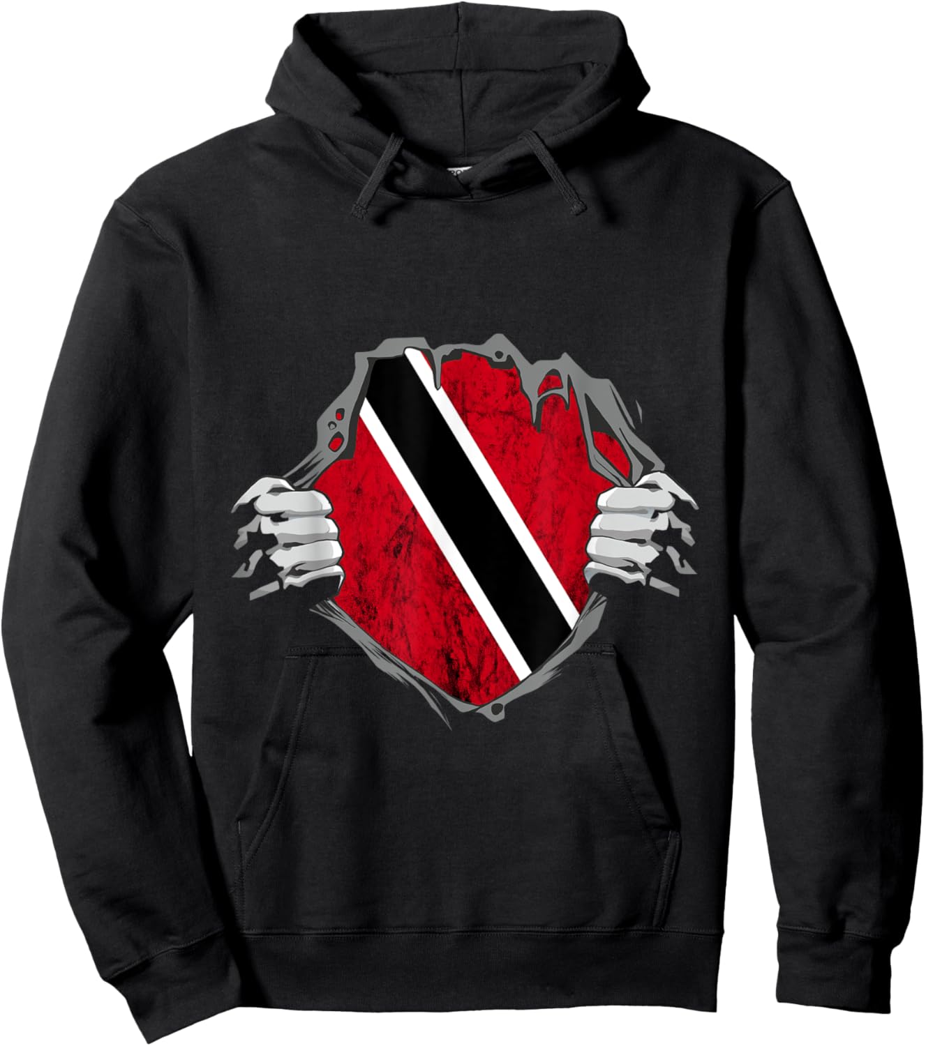 Trinidad And Tobago Trinidadian Chest Pride Flag Roots Hoodie - Hoodie | Black