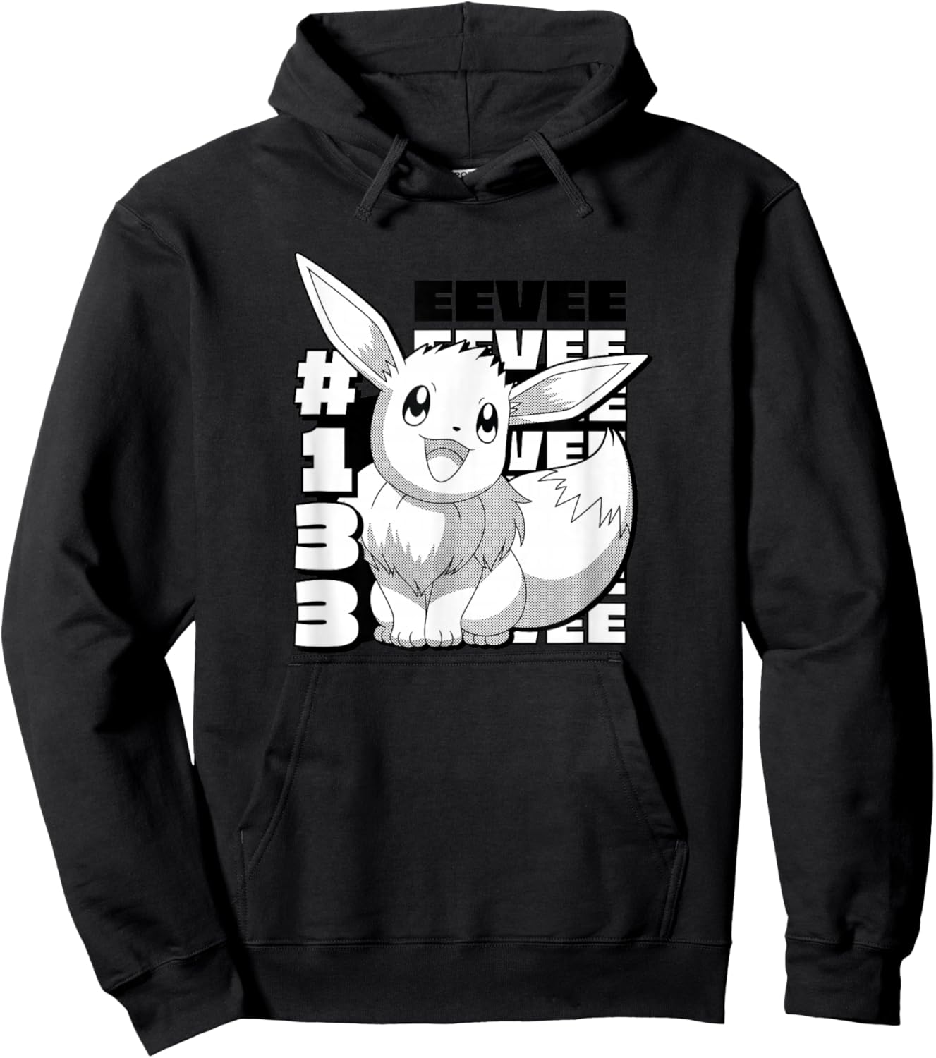 Pokemon Eevee Panel , Boys, -Adults, -Kids, Grey, S, Short Sleeve Hoodie - Hoodie | Black