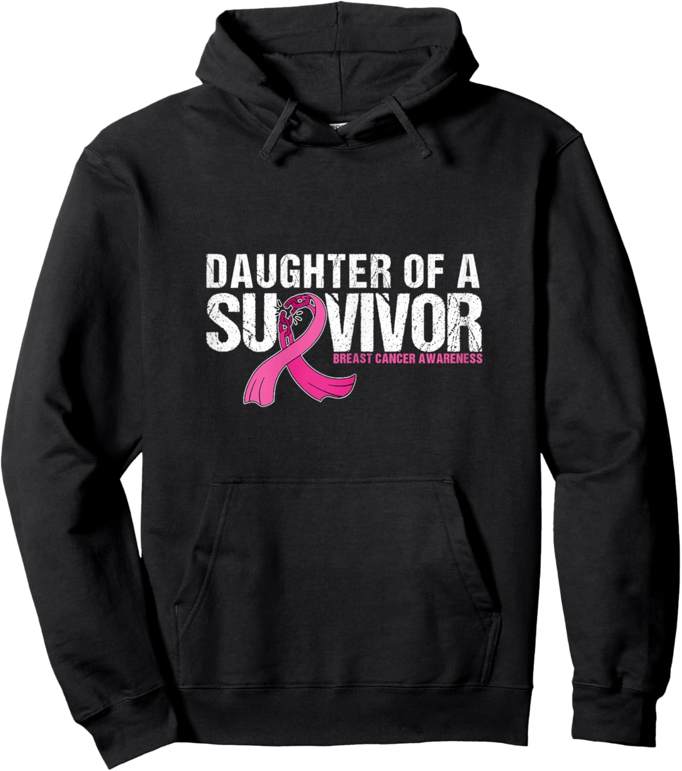 Daughter of a Survivor Breast Cancer Awareness Support Mom Hoodie - Hoodie | Black