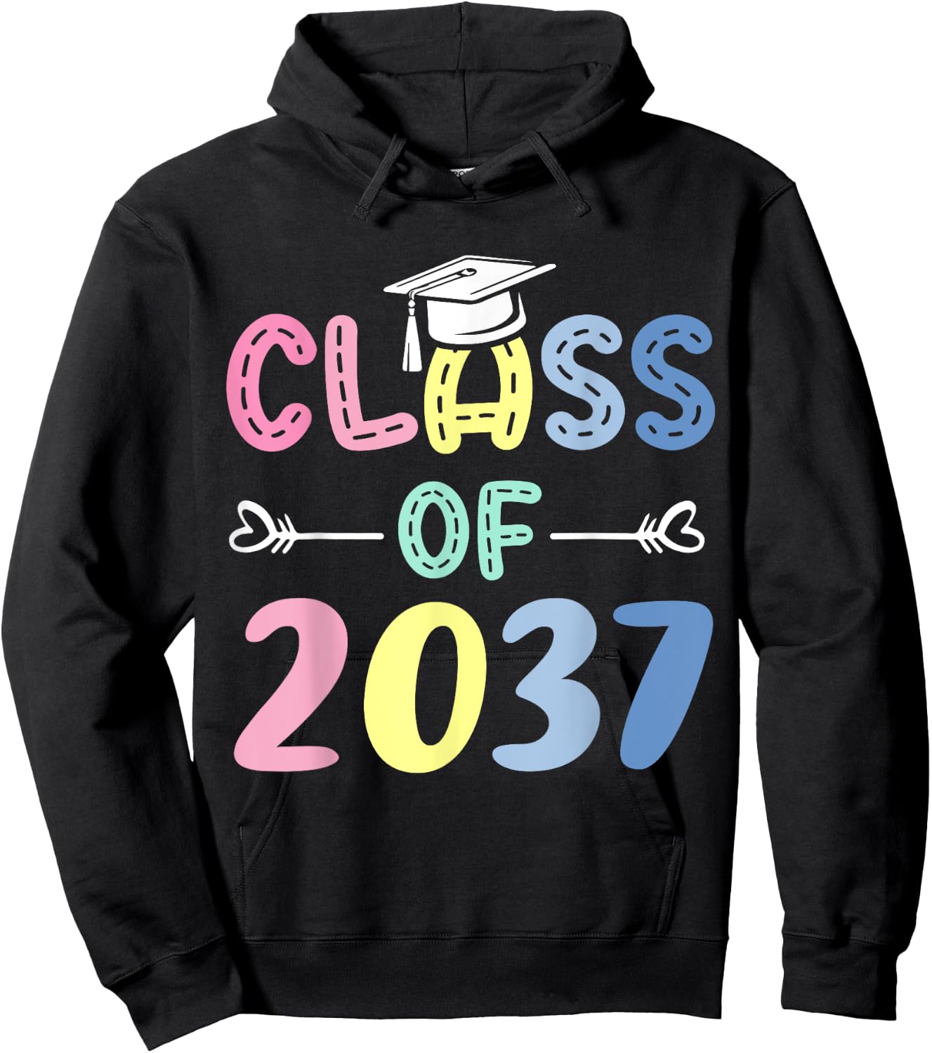 Class of 2037 Grow With Me From Kindergarten To Graduation Hoodie - Hoodie | Black