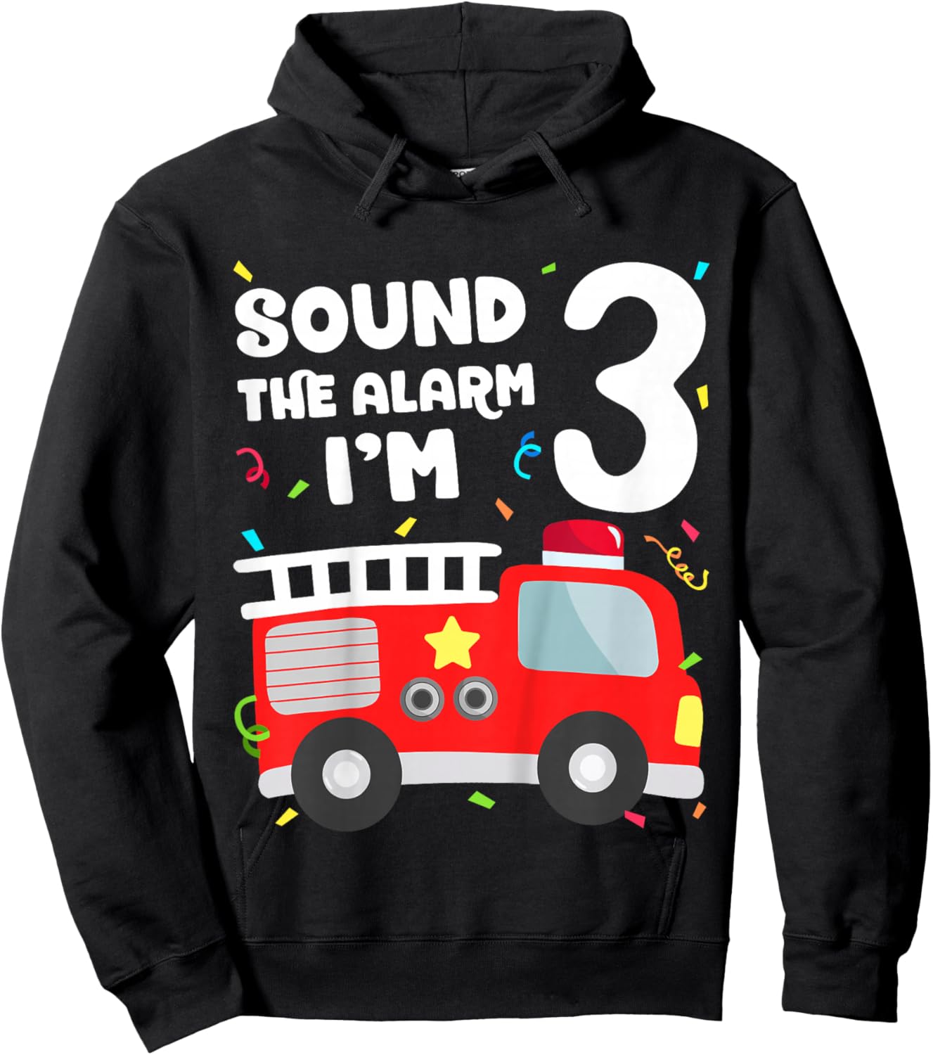 Kids Fire Truck 3rd Birthday Toddler Boy Firefighter 3 Year Old Hoodie - Hoodie | Black