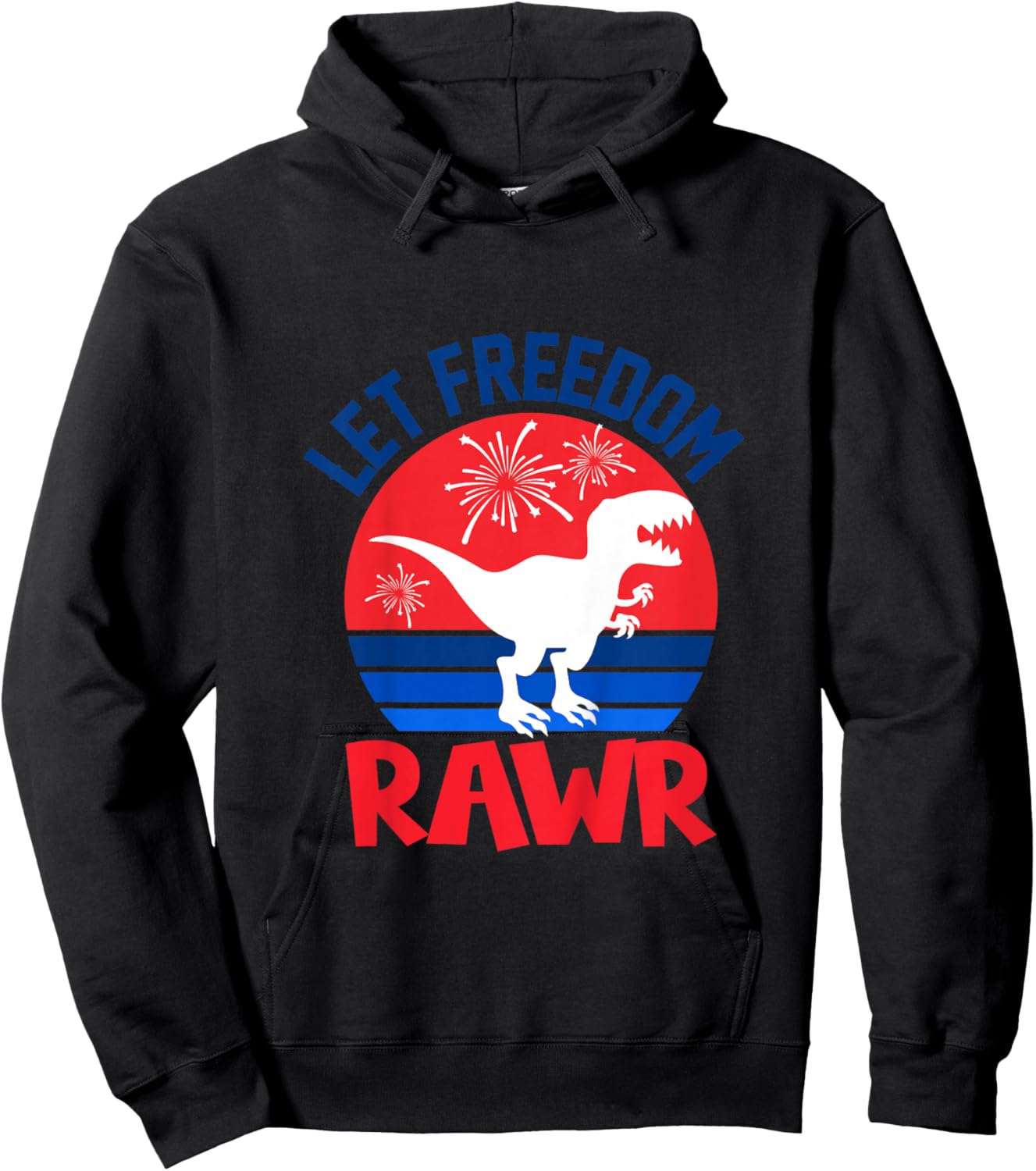 Let Freedom Rawr Cute Dinosaur Dino 4th Of July Baby Toddler Hoodie - Hoodie | Black