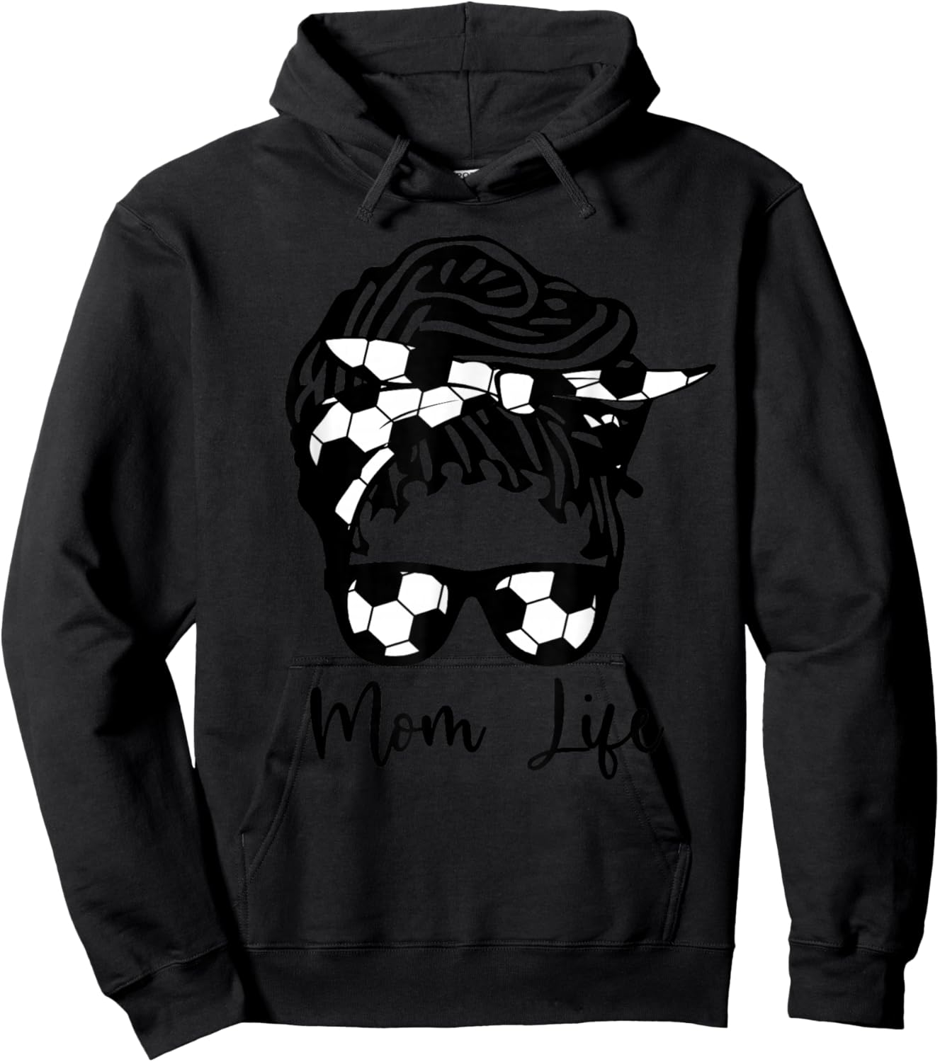 Soccer Mom African American Mom Life Messy Bun Locs Hair Hoodie - Hoodie | Black