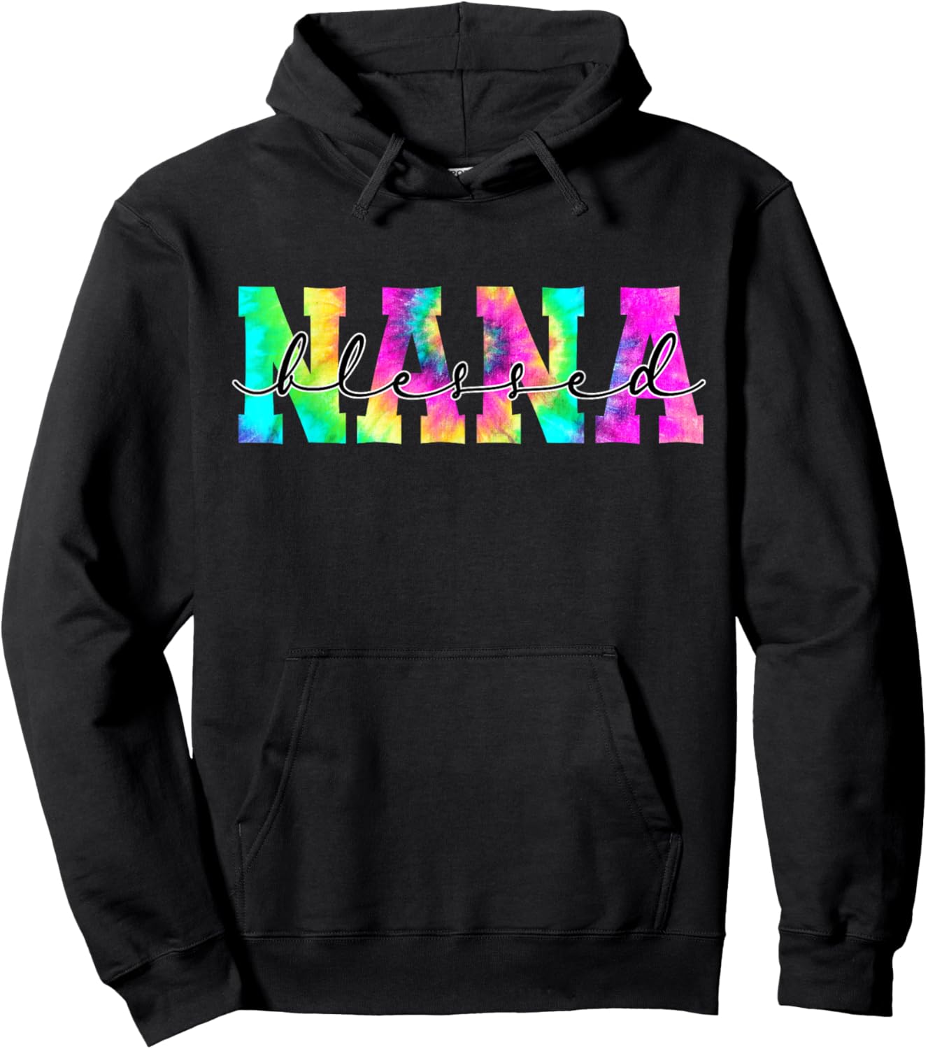 Thankful Blessed To Be Nana Tie Dye Thanksgiving Hoodie - Hoodie | Black