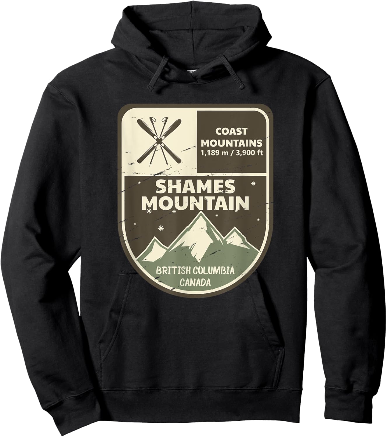 Shames Mountain Coast Mountains Canada Vintage Hoodie - Hoodie | Black