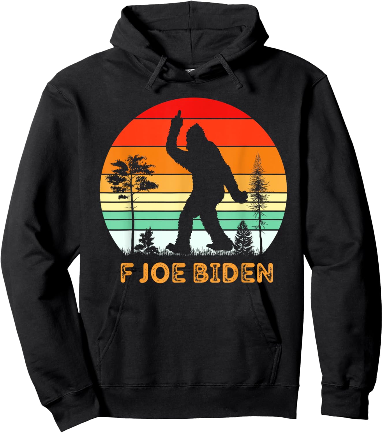 F Joe Biden Bigfoot Flipping the Bird Retro Vintage Hoodie - Hoodie | Black
