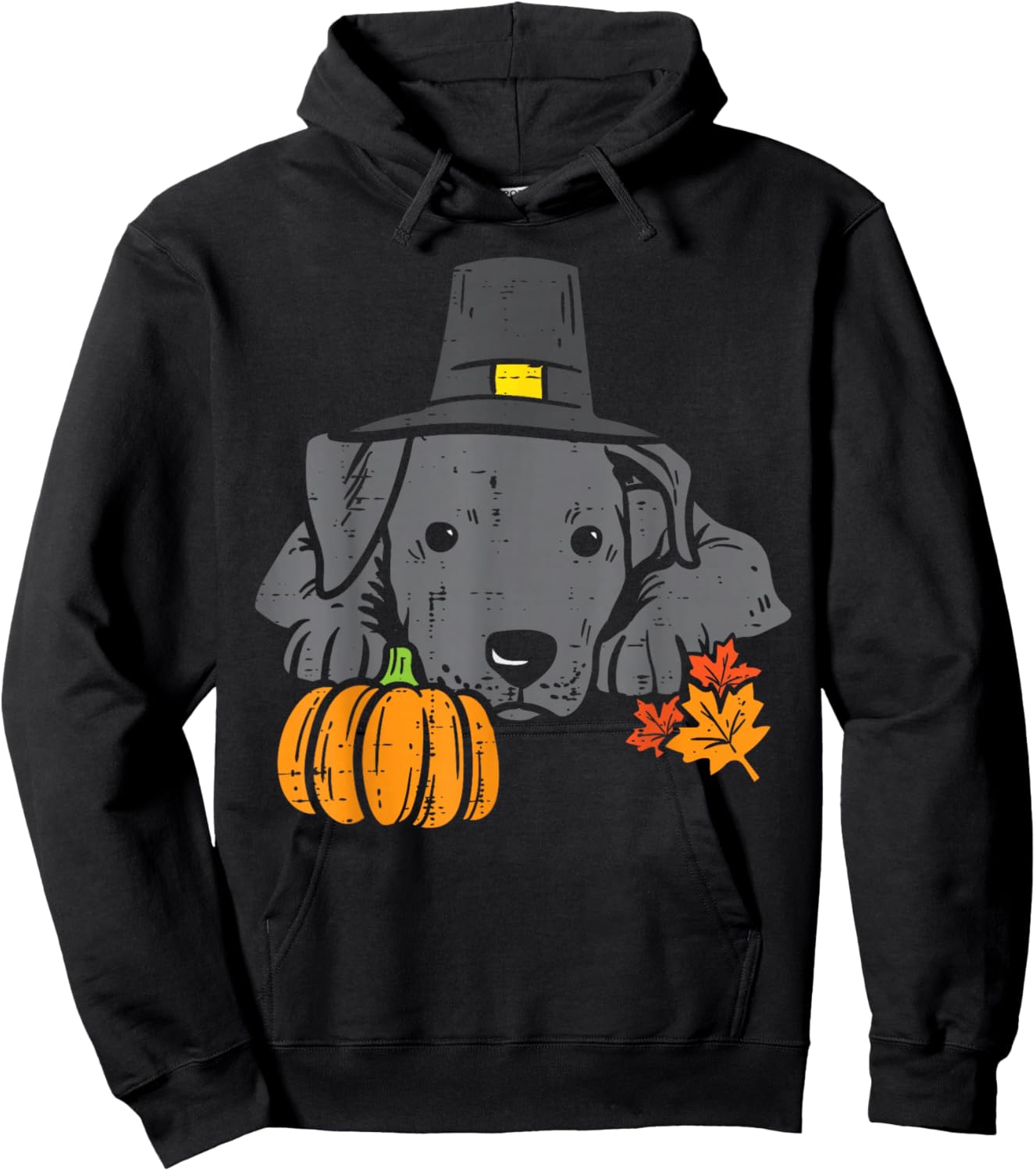 Pitbull Pumpkin Leaf Thanksgiving Halloween Fall Pittie Dog Hoodie - Hoodie | Black