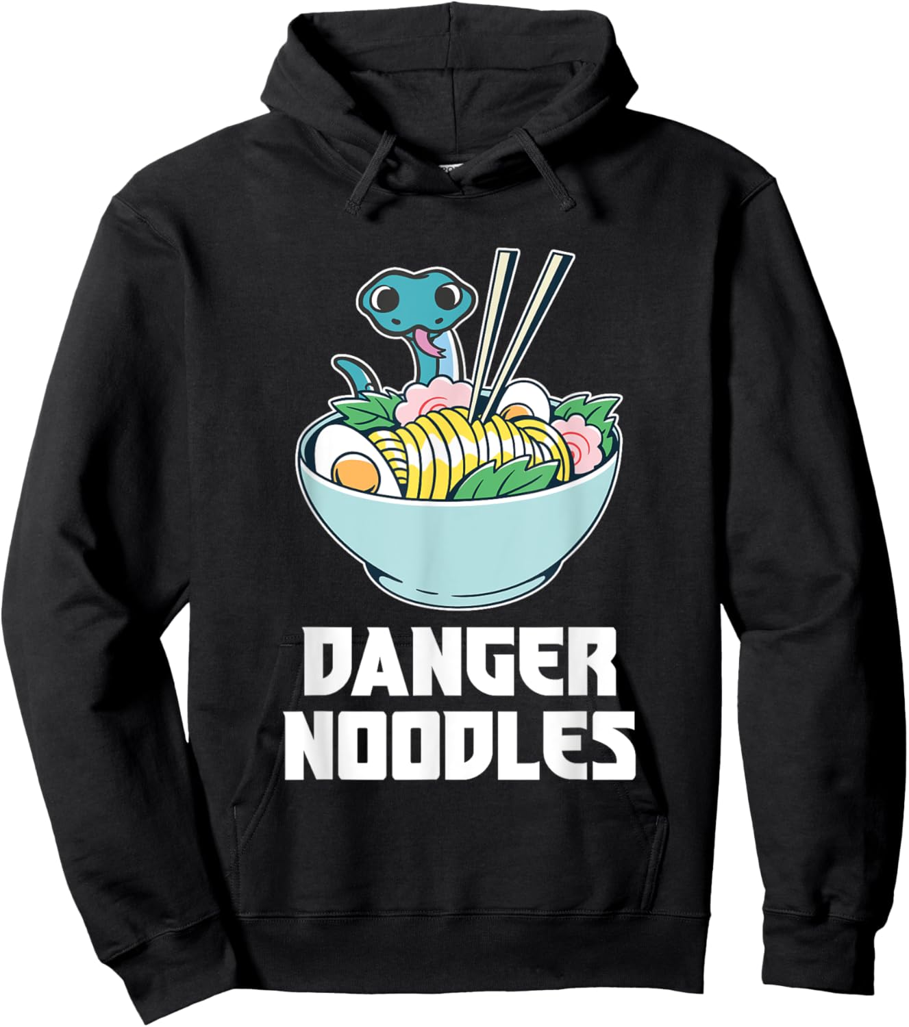 Danger Noodles, Snake Kawaii Anime Funny Ramen Soup Snakes Hoodie - Hoodie | Black