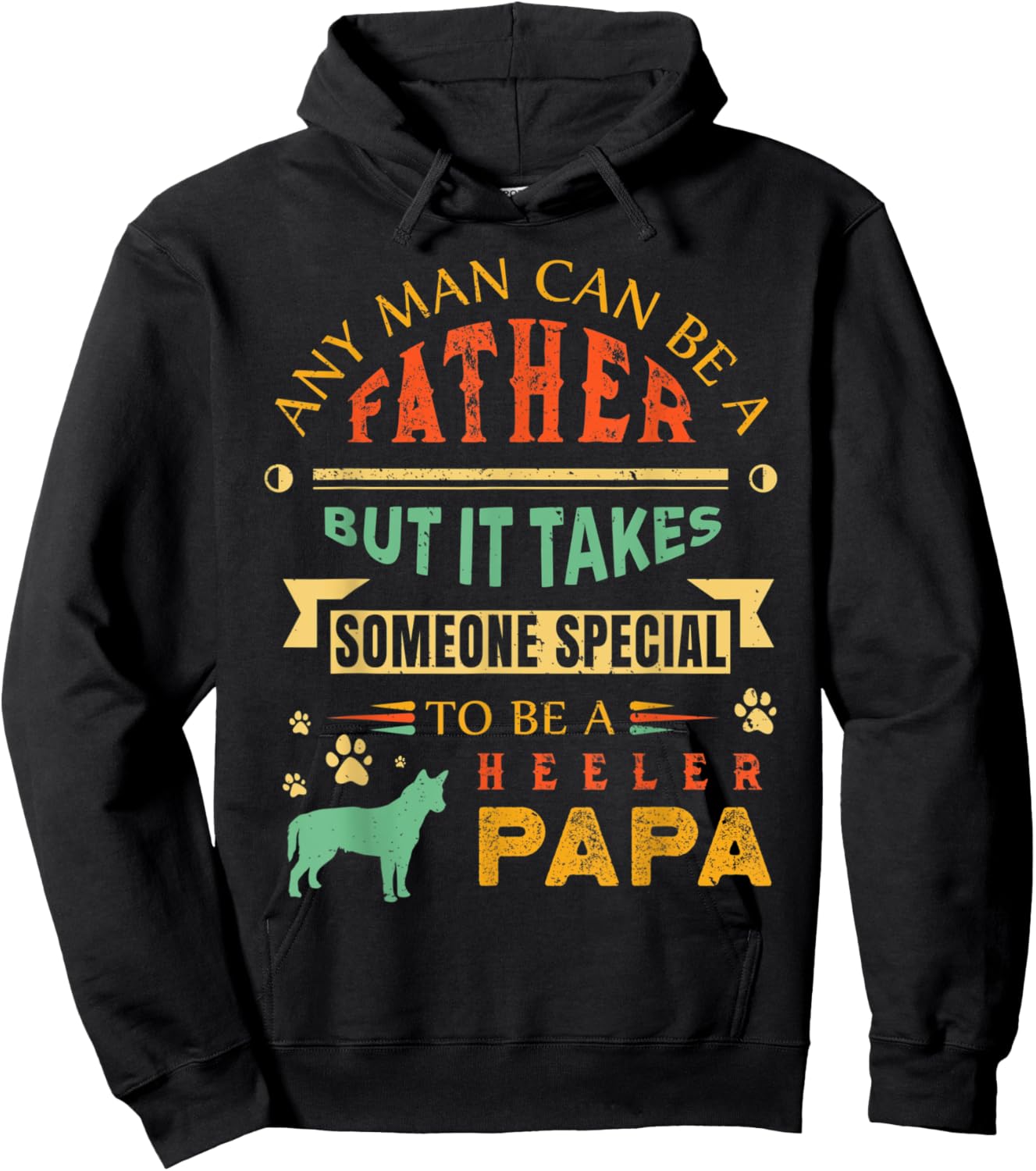 Heeler Papa Red Heeler Blue Heeler Australian Cattle Dog Dad Hoodie - Hoodie | Black