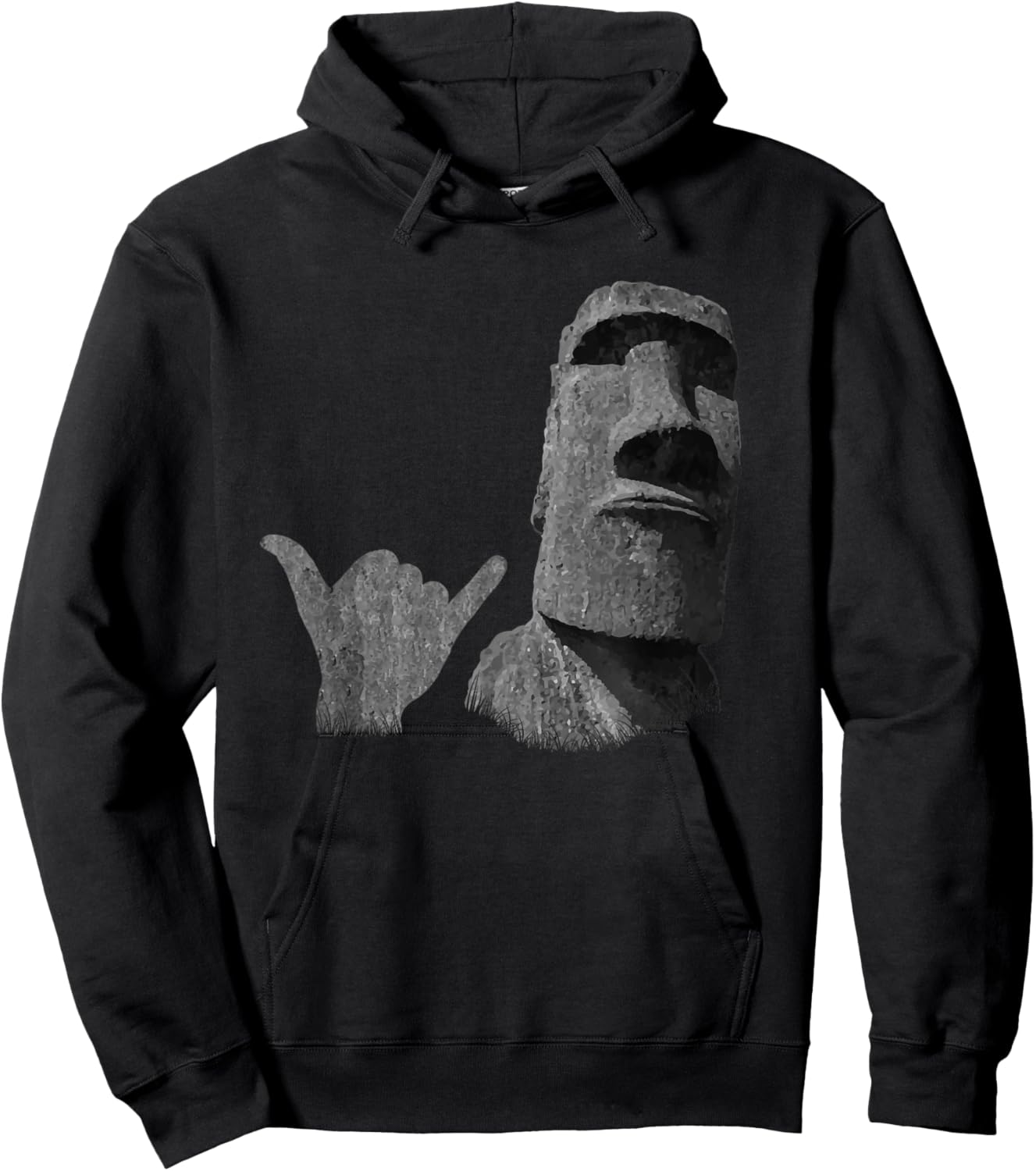 Funny Easter Island Rapa NUI Moai Statue Surfer Shaka Sign Hoodie - Hoodie | Black