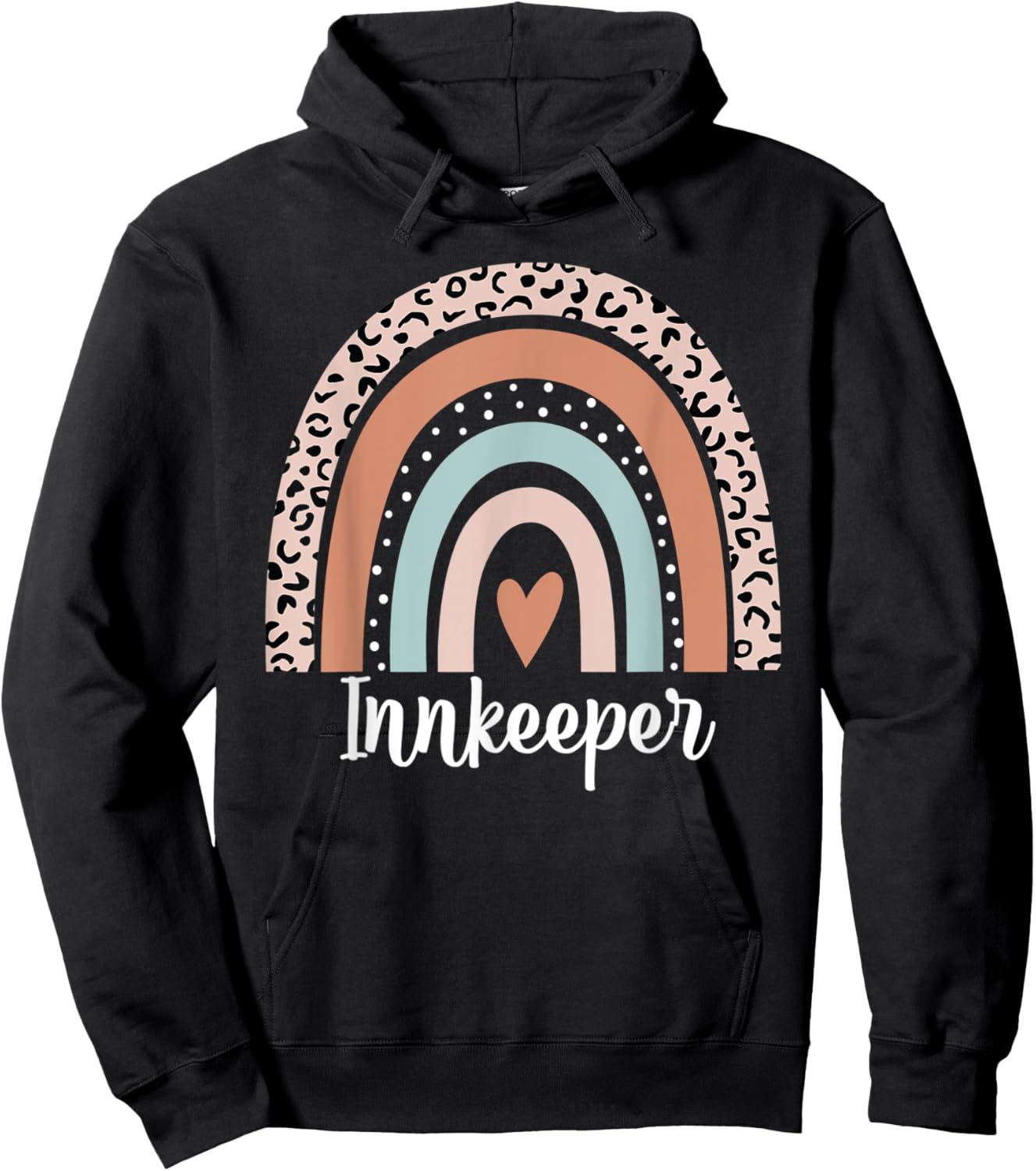 Innkeeper Rainbow Leopard Funny Innkeeper Appreciation Hoodie - Hoodie | Black