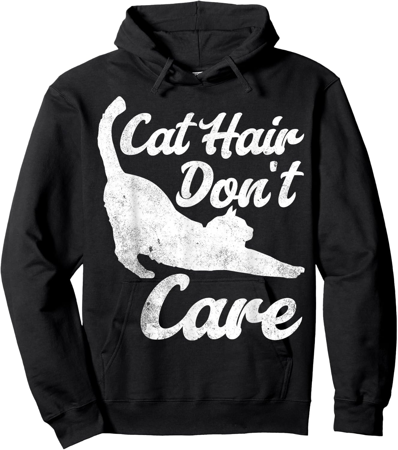 Cat Hair Don't Care Funny Cat Quote Saying Hoodie - Hoodie | Black