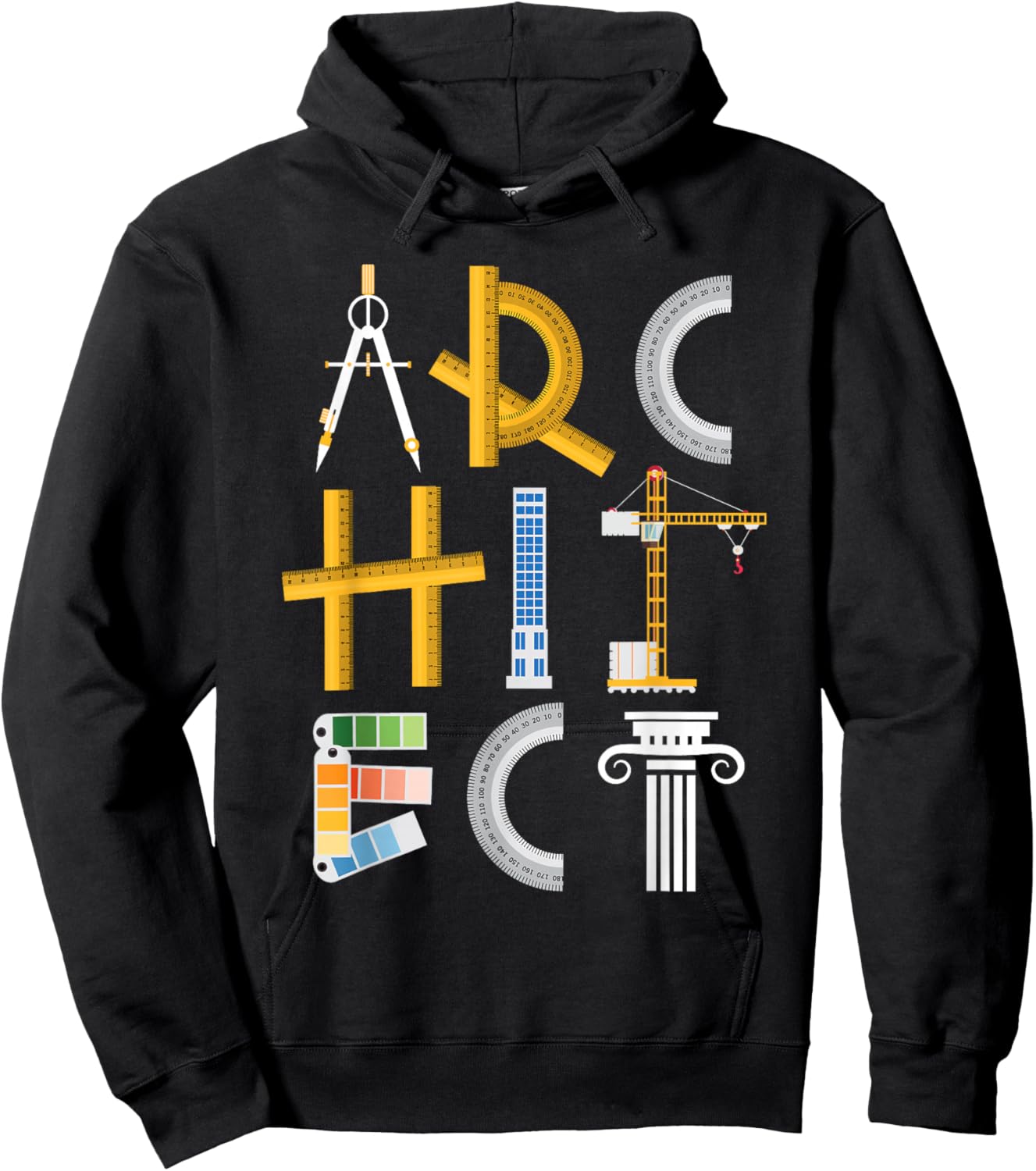 Architect - Artwork Drawing Design Architecture Construction Hoodie - Hoodie | Black