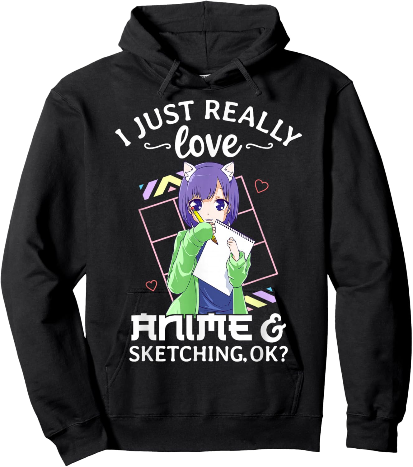 I Just Really Love Anime and Sketching Ok? Anime Drawing Hoodie - Hoodie | Black