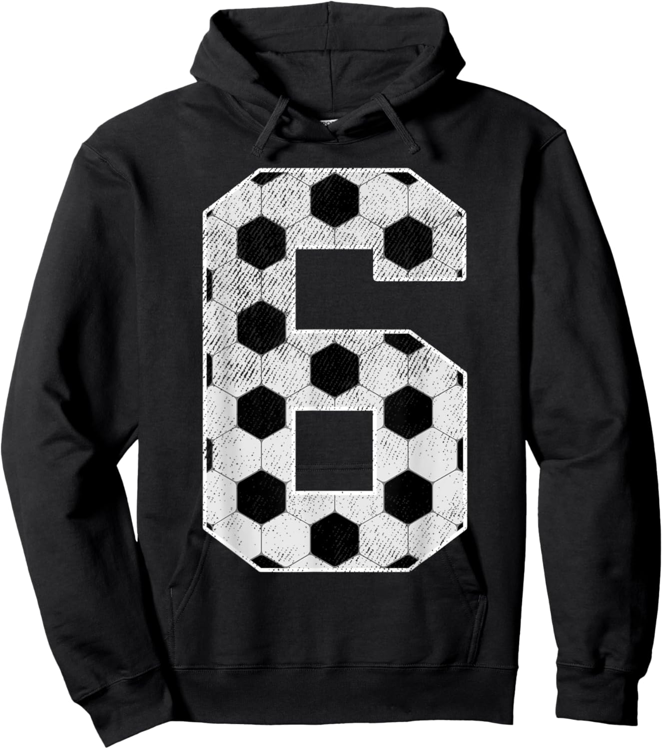 6th Birthday Party Six 6 Year Old Soccer Bday Boy Girl Hoodie - Hoodie | Black