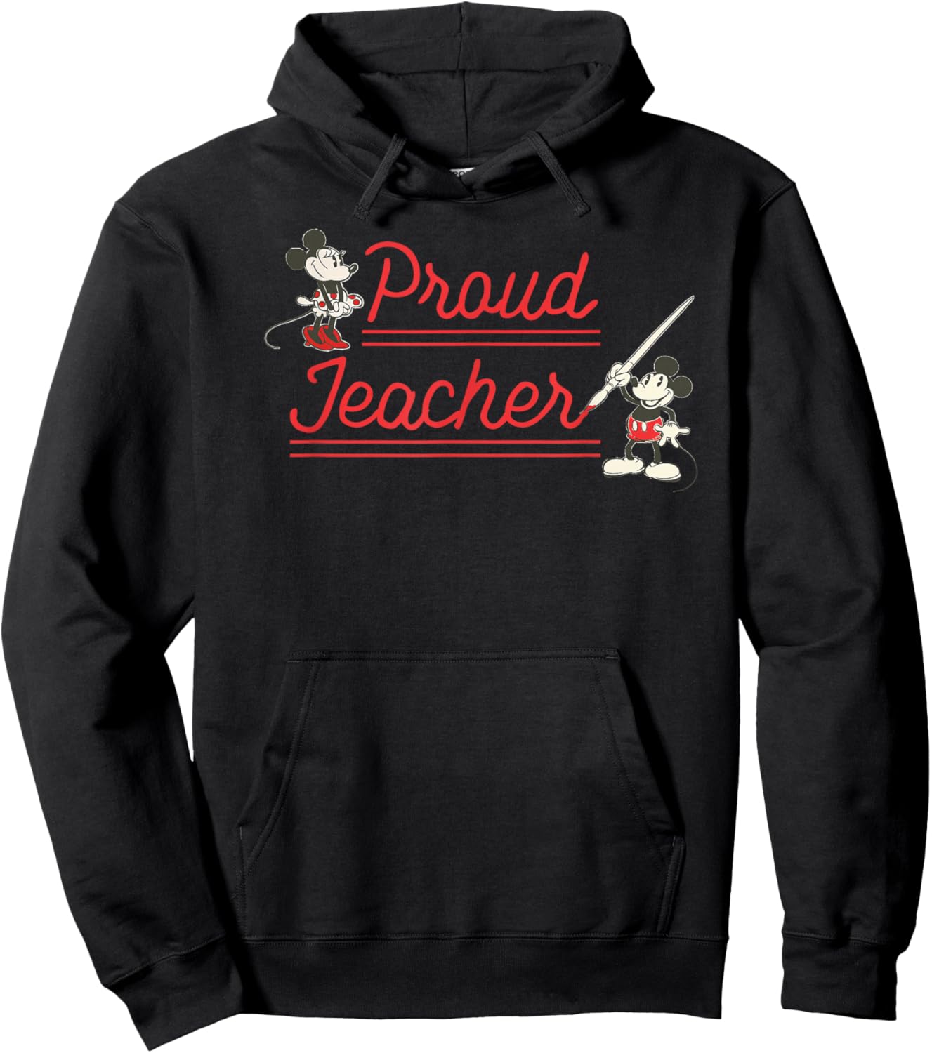 Disney Classic Mickey and Minnie Mouse Proud Teacher Retro Hoodie - Hoodie | Black