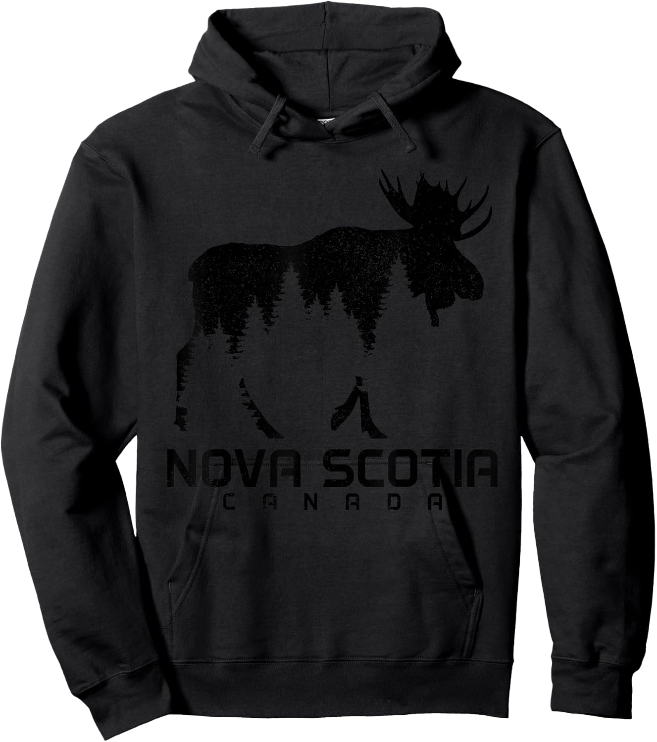 Nova Scotia Canada Vintage Moose Souvenir Hoodie - Hoodie | Black