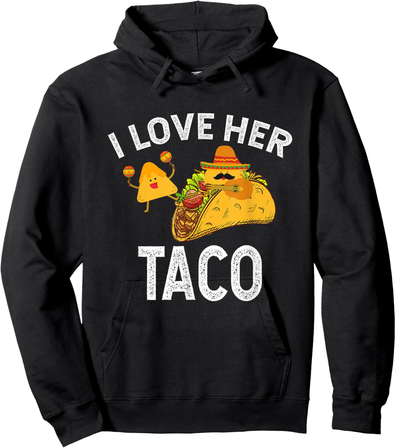 I Love Her Taco Matching Couple Cinco De Mayo Men Bestfriend Hoodie - Hoodie | Black