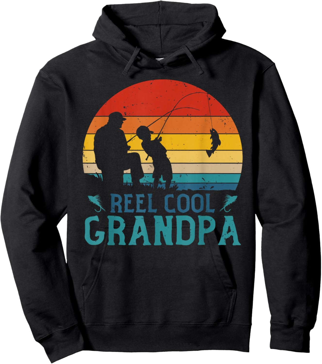 Vintage Fishing Reel Cool Grandpa Fisherman Father's Day Hoodie - Hoodie | Black