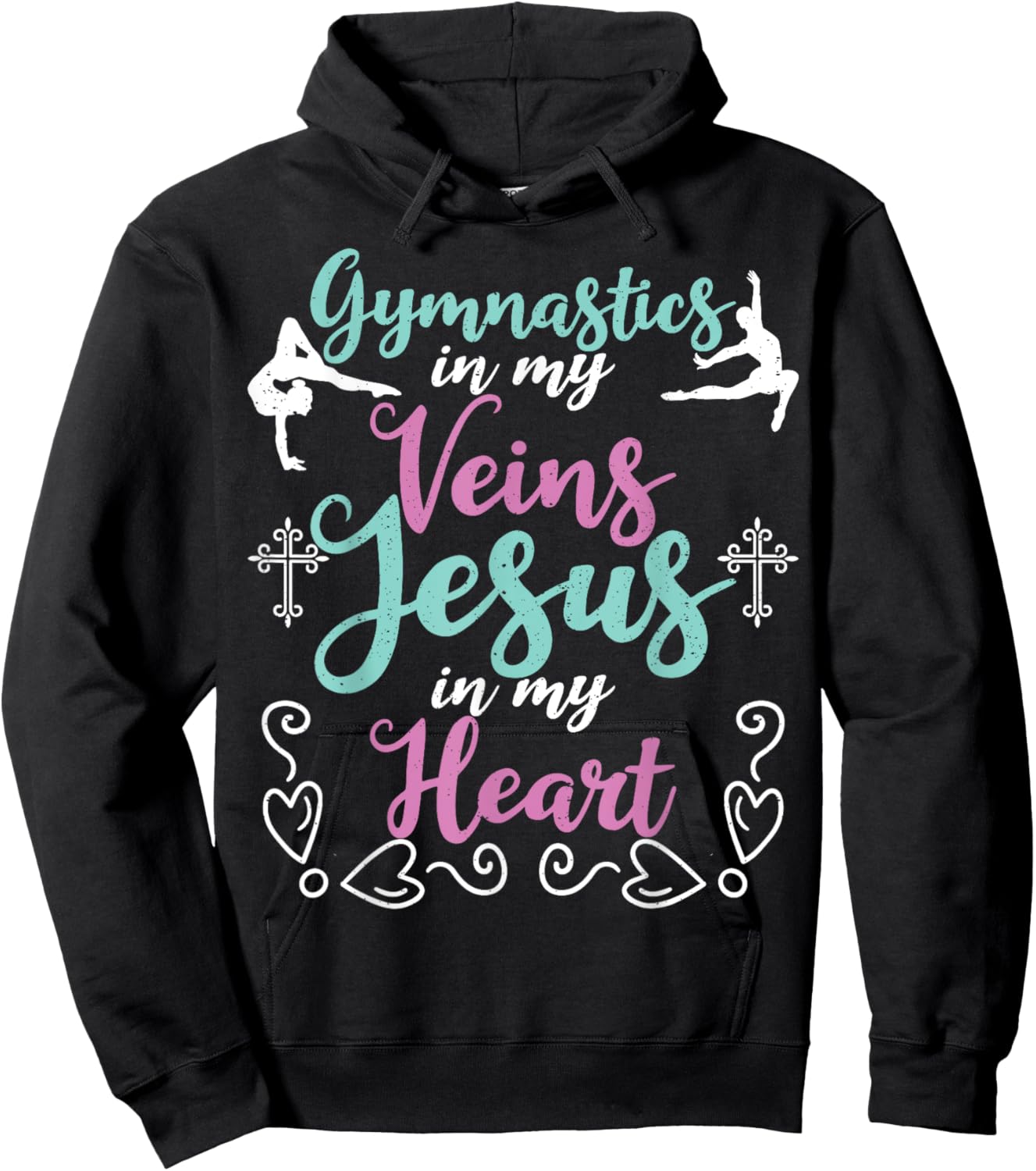 Gymnastics In My Veins Jesus In My Heart Christian Gymnasts Hoodie - Hoodie | Black