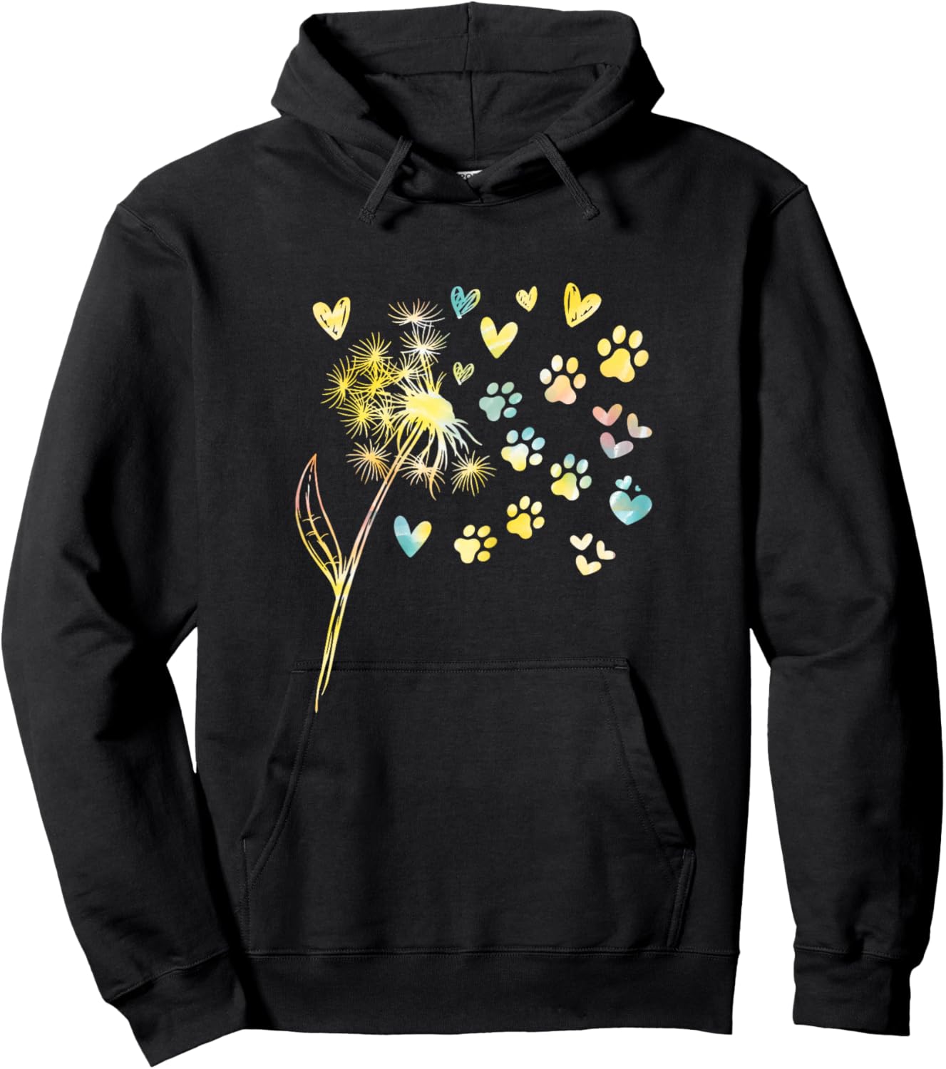 Dandelion Paw Print Hoodie - Hoodie | Black