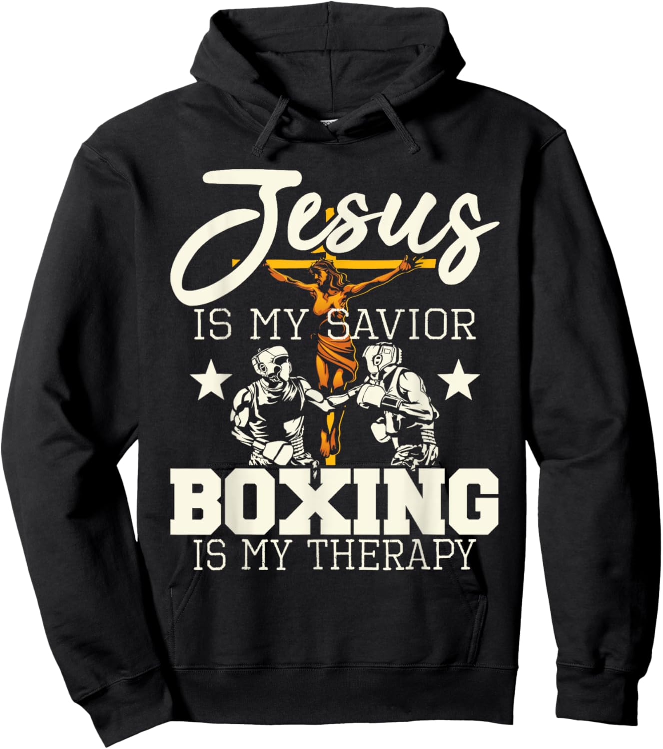 Jesus Is My Savior Boxing Is my Therapy - Gym Boxer Hoodie - Hoodie | Black