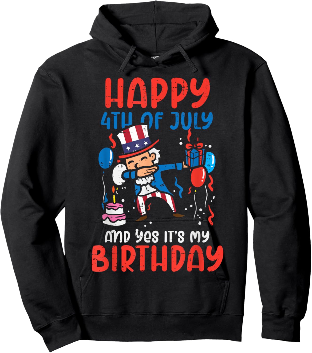 Happy 4th Of July Birthday Uncle Sam Dab Patriot Boys Kid Hoodie - Hoodie | Black