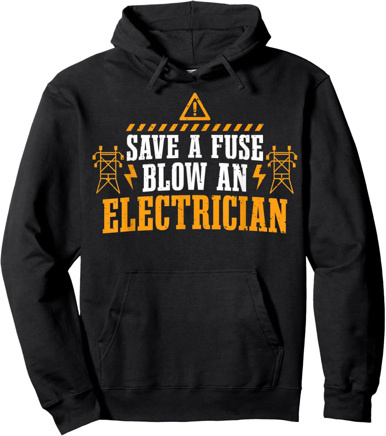 Save A Fuse Blow An Electrician Fun Lightning Electrical Pun Hoodie - Hoodie | Black