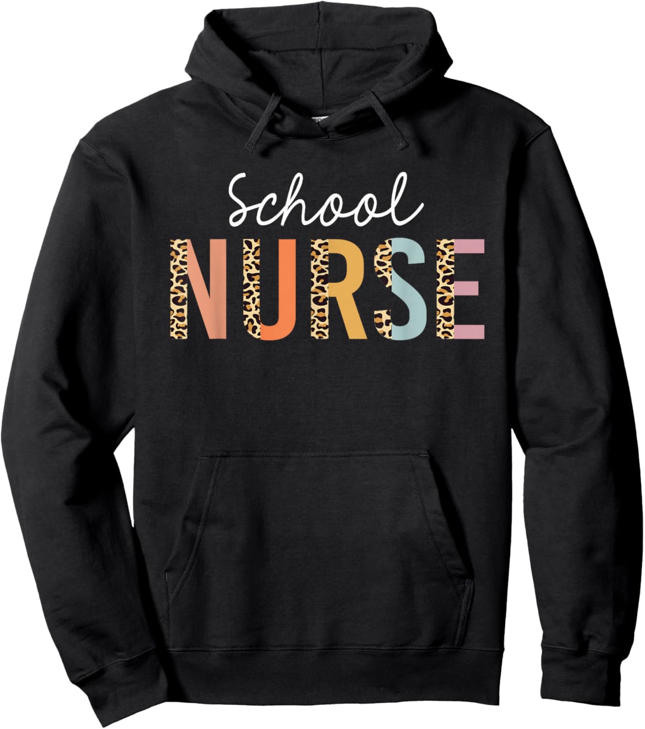 School Nurse Leopard Print Nursing Back to School Women Cute Hoodie - Hoodie | Black