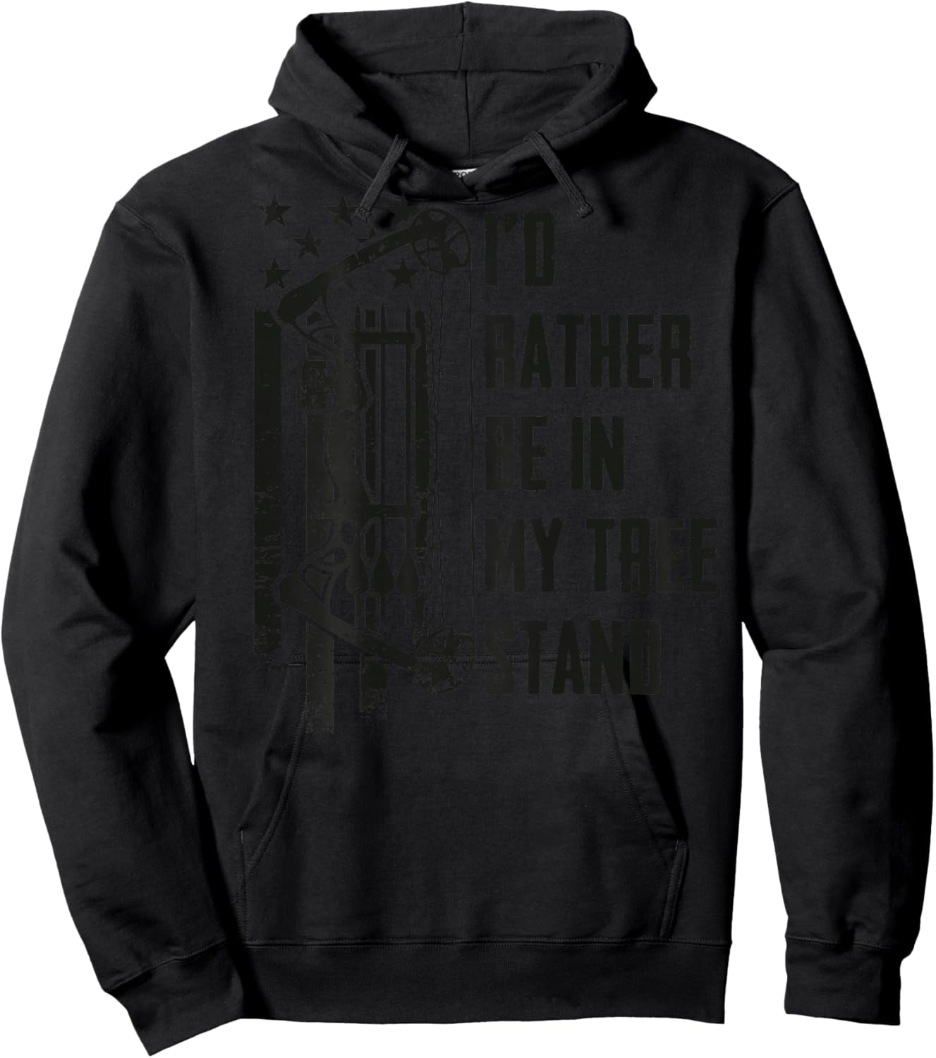 I'd Rather Be in My Tree Stand - Camo Deer Hunting - ON Back Hoodie - Hoodie | Black