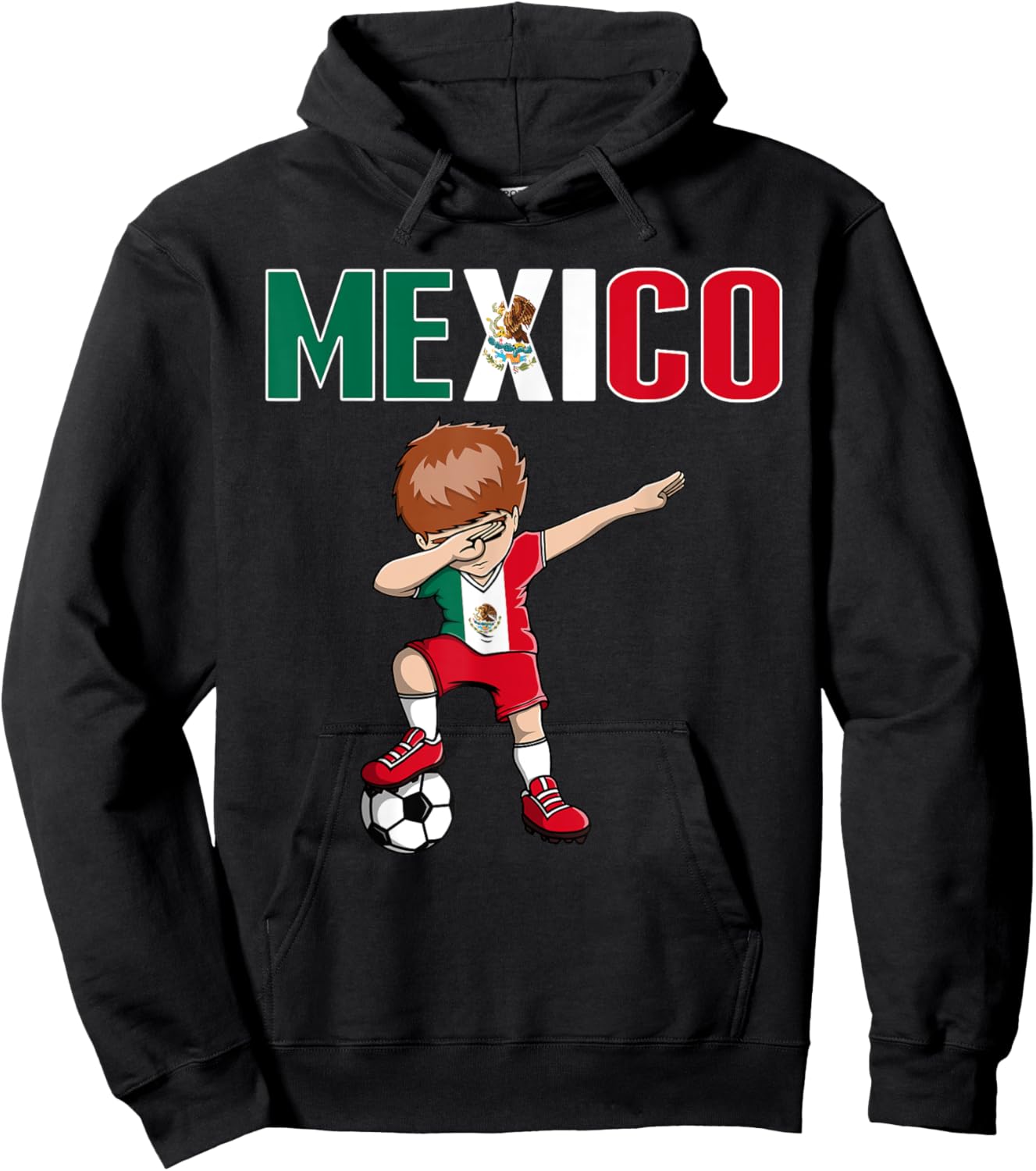 Dabbing Soccer Boy Mexico Soccer Fans Jersey Mexican Flag Hoodie - Hoodie | Black