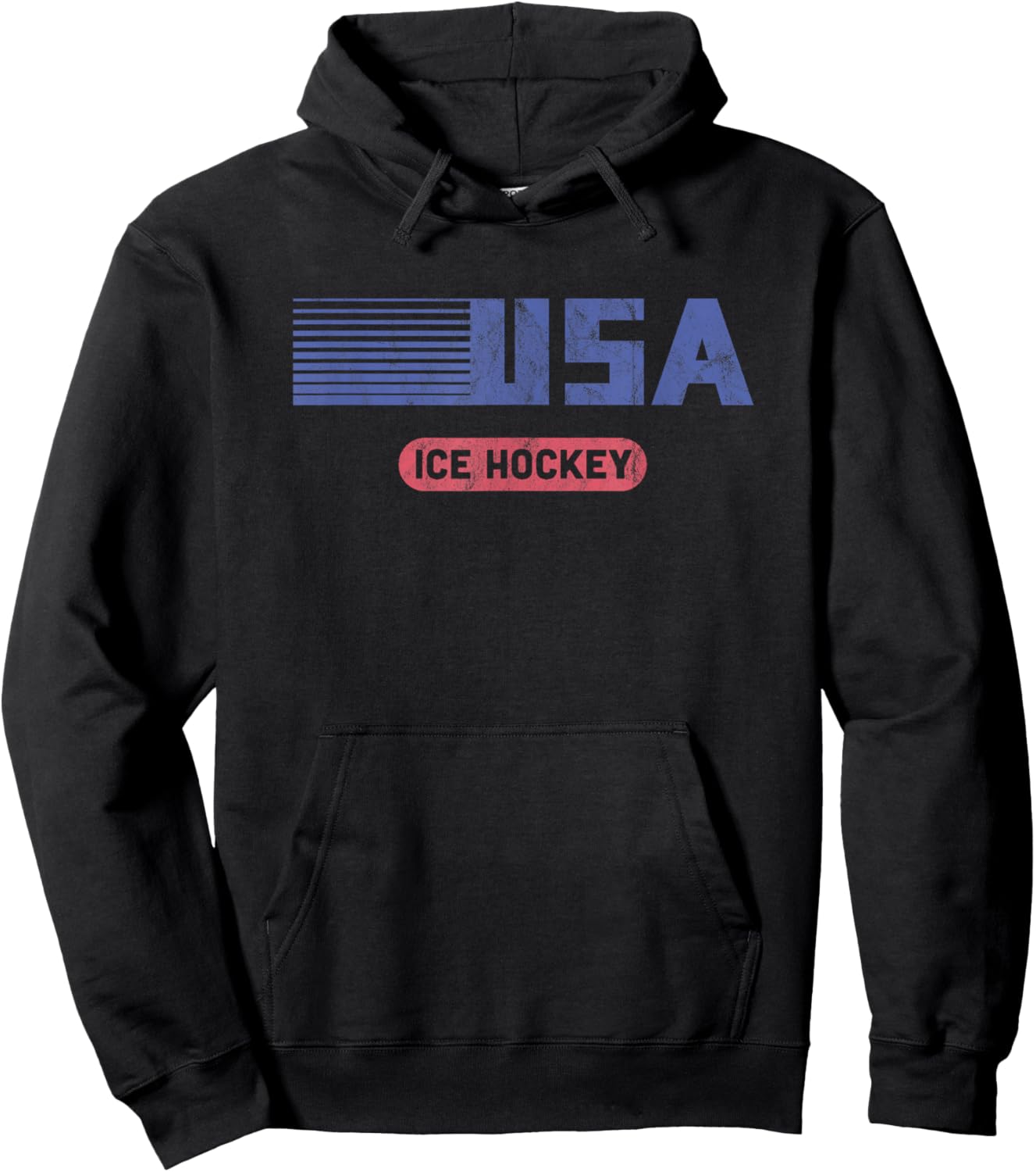 USA 2022 Team Sports Retro USA 2022 Team American Ice Hockey Vintage Hoodie - Hoodie | Black