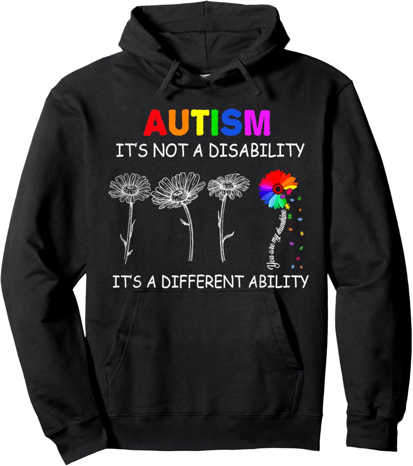Not a Disability its a Different Ability - Autism Awareness Hoodie - Hoodie | Black