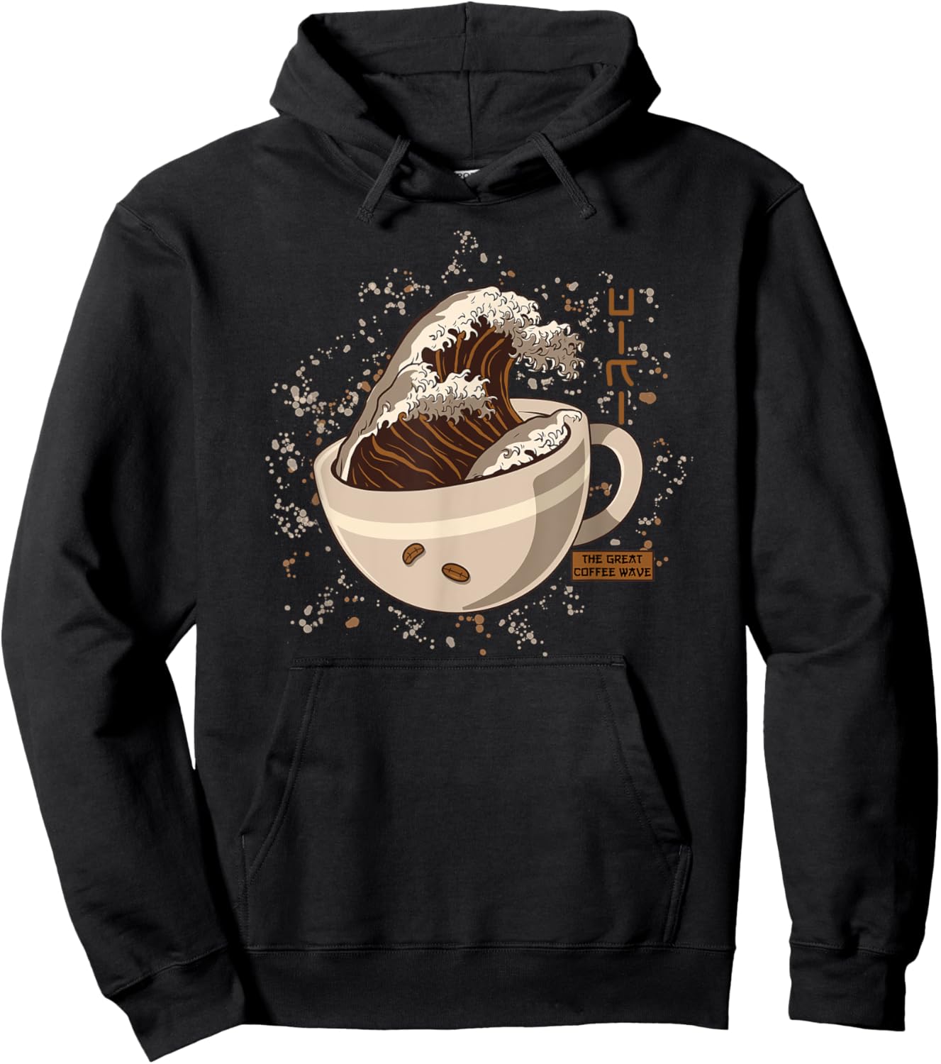 The Great Wave Kanagawa Coffee in Mug Hoodie - Hoodie | Black
