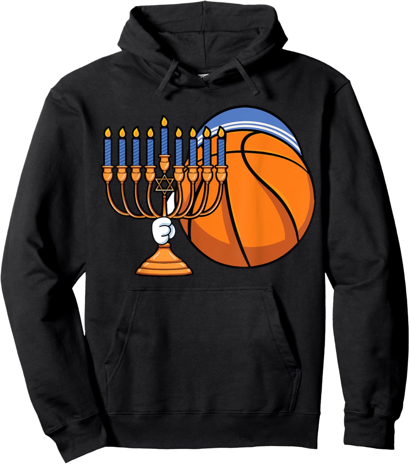 Hanukkah Basketball Festival Of Lights Chanukah Jewish Latke Hoodie - Hoodie | Black