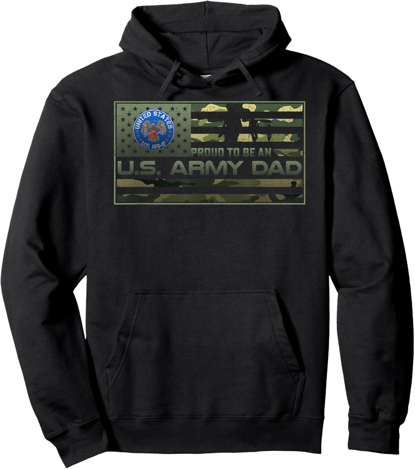 Vintage USA American Camo Flag Proud To Be An US Army Dad Hoodie - Hoodie | Black
