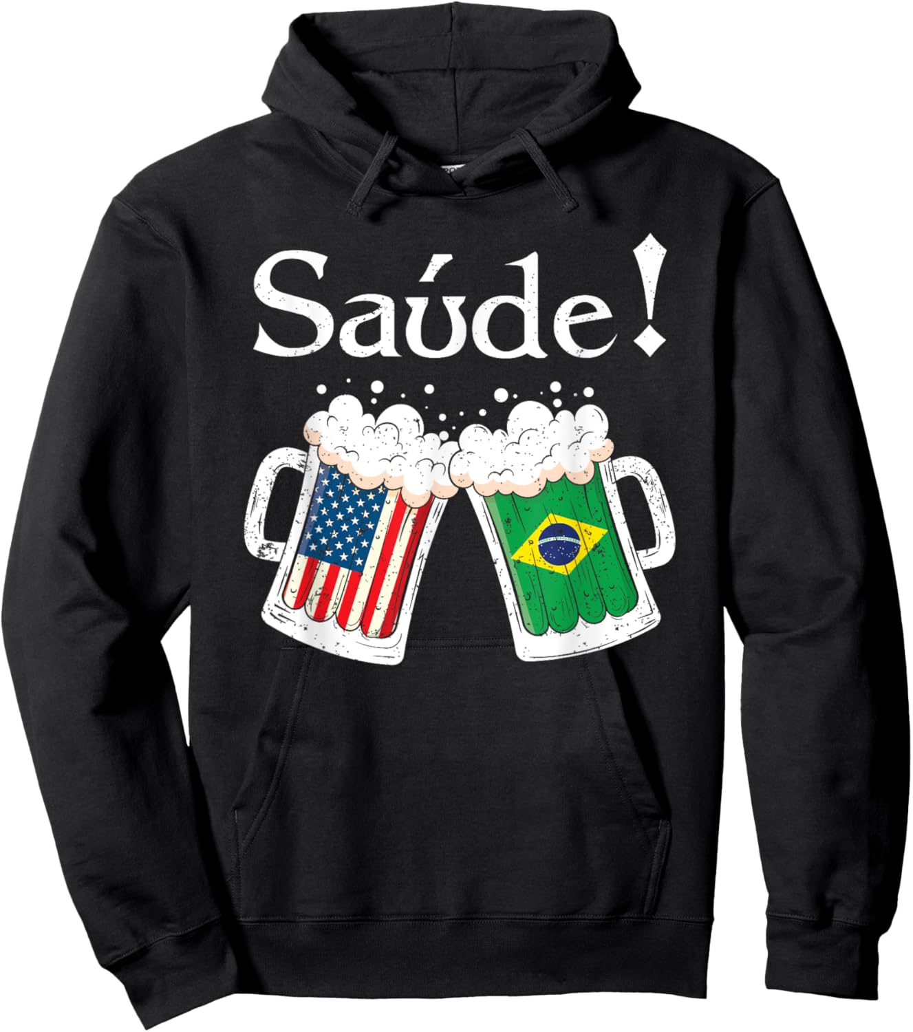 Saude Shirt Brazilian Toast Beer American Brazilian Flag Hoodie - Hoodie | Black