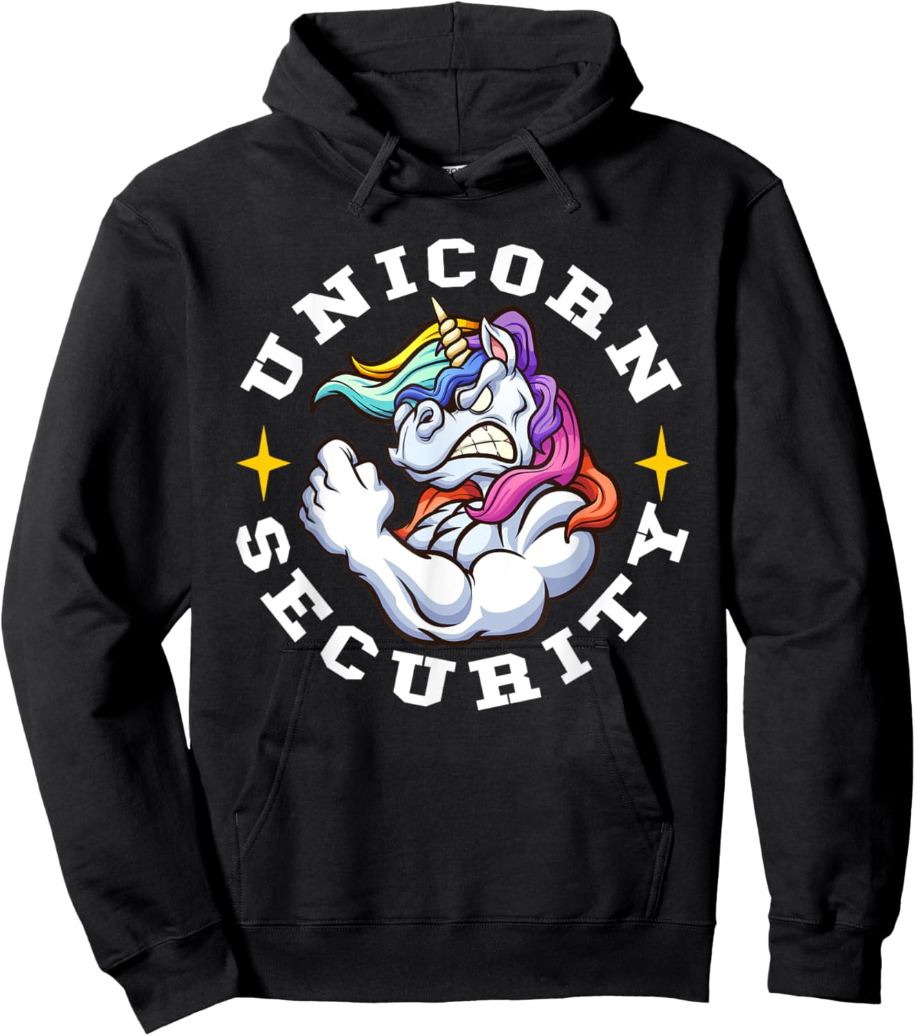 Unicorn Security - Manly Muscular Unicorn Lovers Hoodie - Hoodie | Black